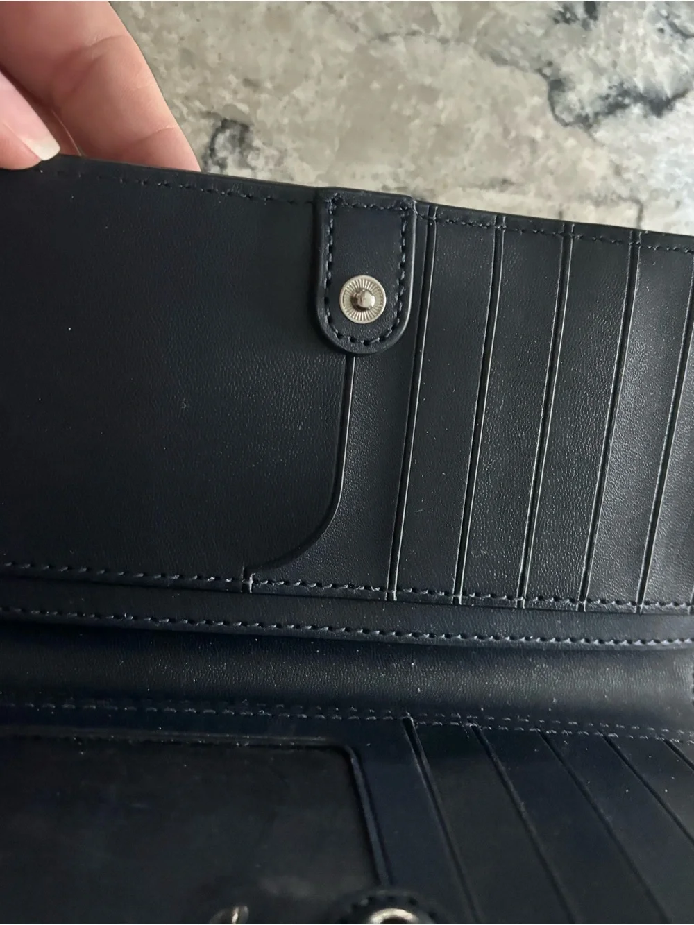 kate spade navy wallet with yellow lemon print